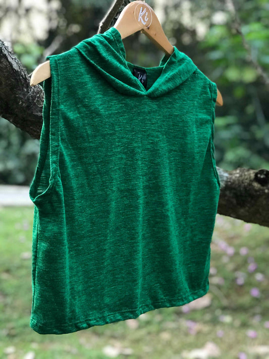 Cropped com capuz em PET reciclado Verde
