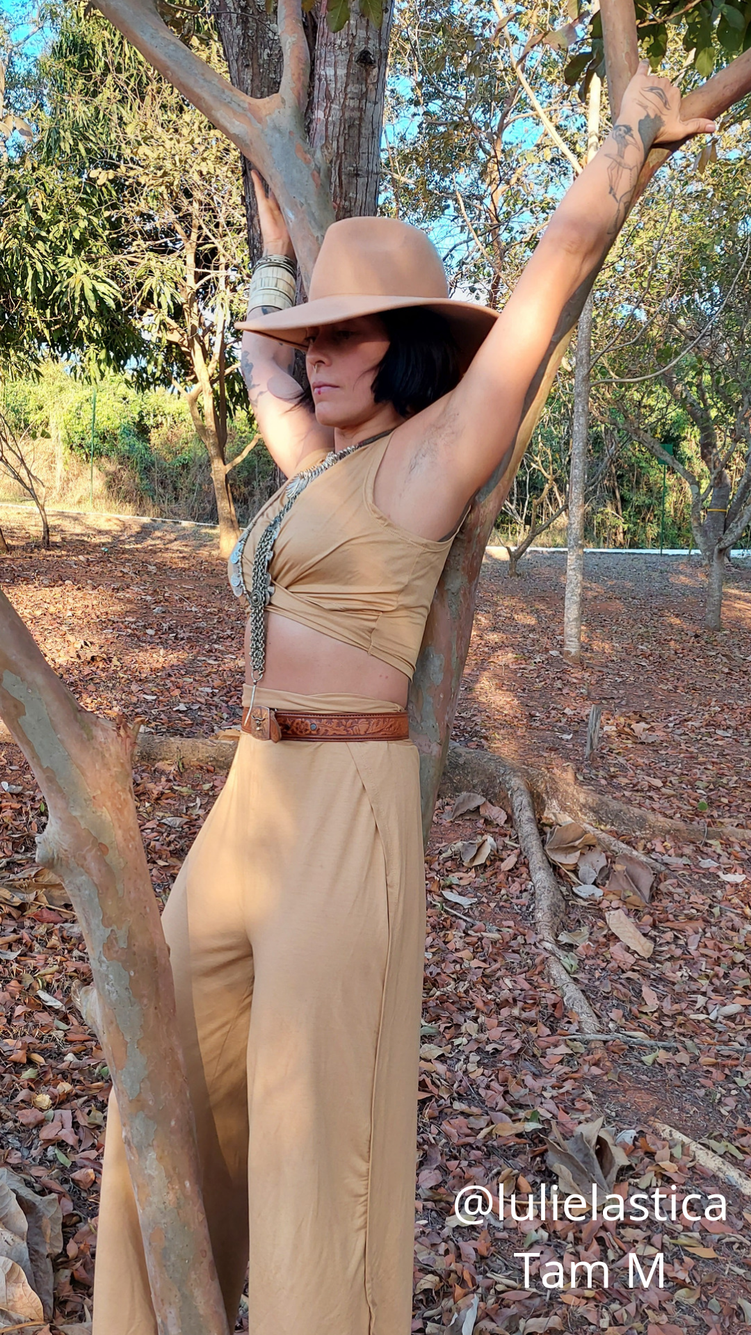 Pantalona Modal Cintura Super Alta Caramelo